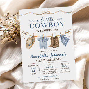 Invitación Una pequeña ducha de bebé vaquero niño