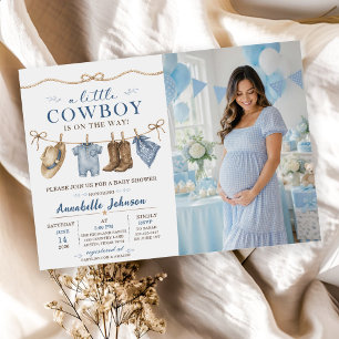 Invitación Una pequeña ducha de bebé vaquero niño