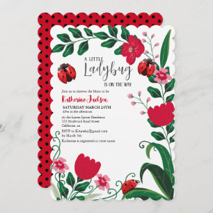 Invitación Una pequeña ducha roja para bebé chica de mariquit