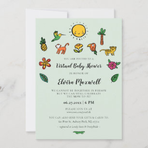Invitación Una pequeña ducha tropical virtual para bebés