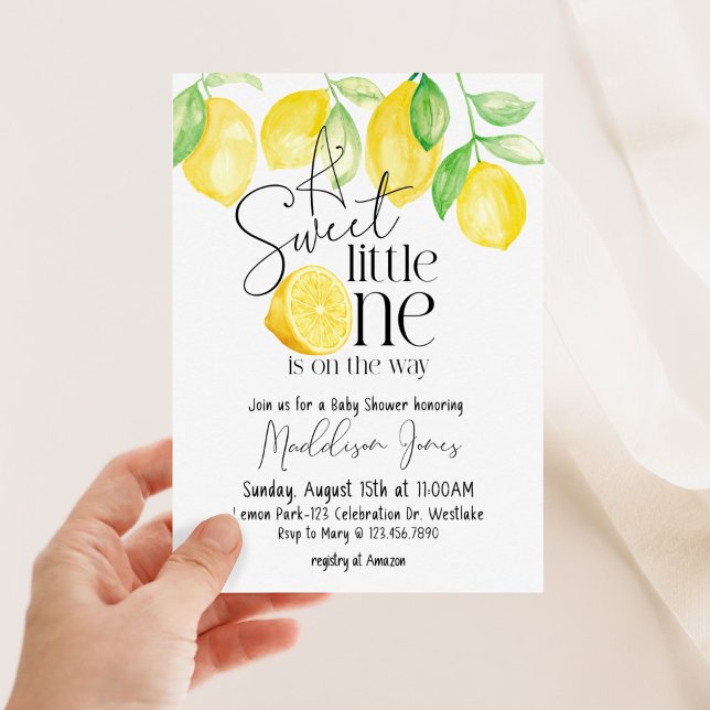 Invitación Una pequeña dulce, temática de limón, ducha de beb (Subido por el creador)