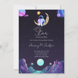 Invitación Una pequeña estrella | Espacio | Moon Baby Shower