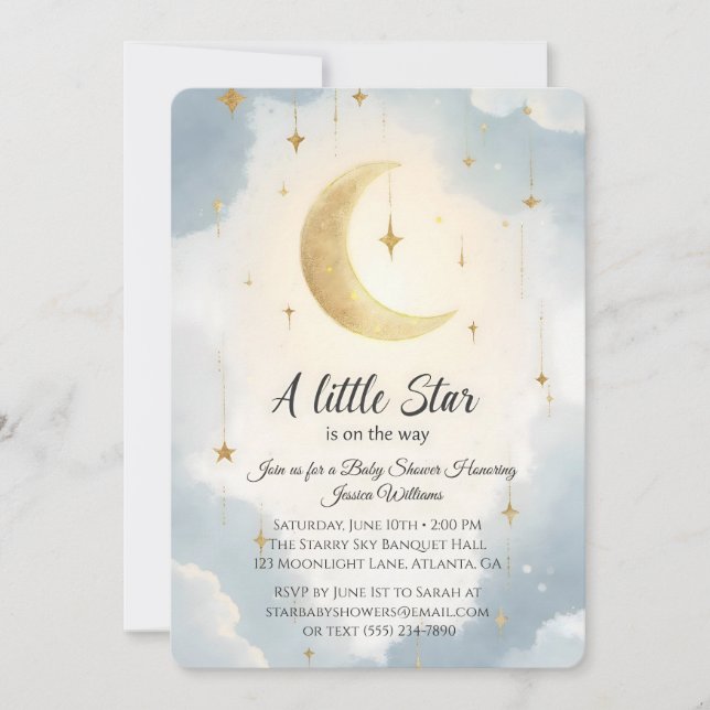 Invitación Una Pequeña Estrella Está En Camino De La Invitaci (Anverso)
