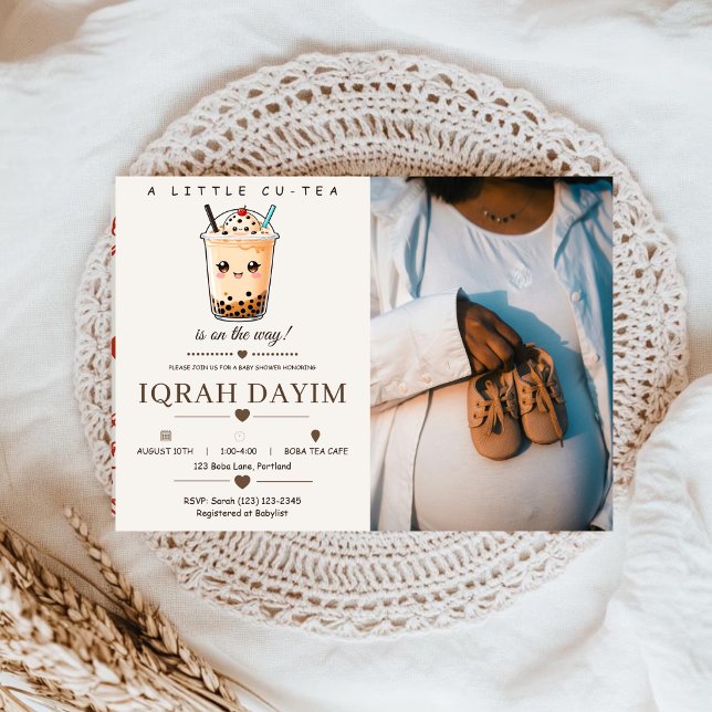 Invitación Una pequeña fiesta de bebé de boba Cu-Tea neutral  (Subido por el creador)