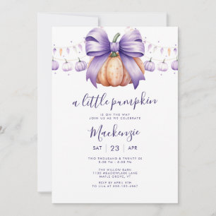 Invitación Una pequeña fiesta de bebé de calabaza morada