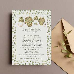 Invitación Una pequeña fiesta de bebé de camuflaje de cazador