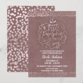 Invitación Una pequeña fiesta de bebé de otoño rústica rosa d
