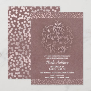 Invitación Una pequeña fiesta de bebé de otoño rústica rosa d