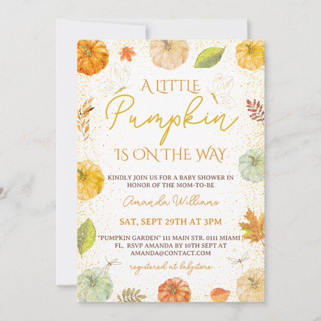 Invitación Una pequeña fiesta de bebé floral de otoño de cala (Anverso)