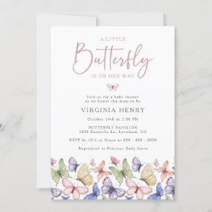 Invitación Una pequeña fiesta de bebé para una mariposa