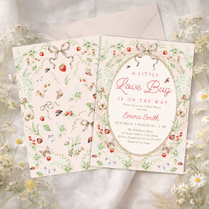 Invitación Una pequeña fiesta de bienvenida floral de fresa p
