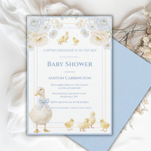 Invitación Una pequeña fiesta de Chickadee azul amarillo lind