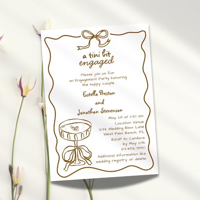 Invitación Una pequeña fiesta de compromiso con Martini dibuj (Subido por el creador)