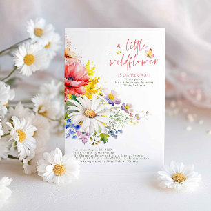Invitación Una Pequeña Flor Silvestre Camina Hacia Un Baby Sh