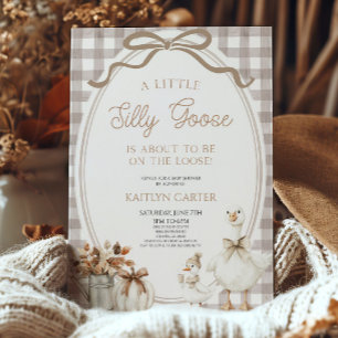 Invitación Una pequeña gansa tonta de otoño marrón Baby Showe