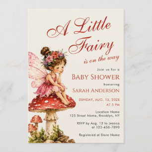 Invitación Una pequeña hada en un hongo Fiesta de Bebé Niña L