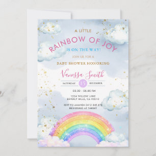 Invitación Una pequeña lluvia de alegría dorada brillo Baby S