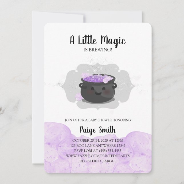 Invitación Una pequeña magia está preparando Baby Shower de H (Anverso)