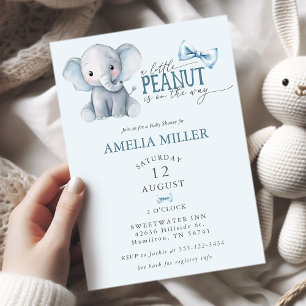 Invitación Una pequeña maní está en camino Elefante Baby Show