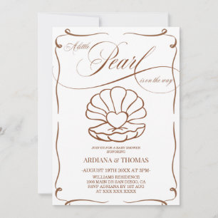 Invitación Una pequeña mano de perla dibujó Baby Shower