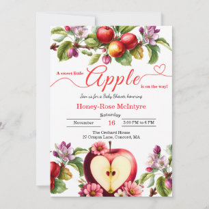 Invitación Una pequeña manzana está en camino   Baby Shower d
