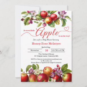 Invitación Una pequeña manzana está en camino Baby Shower d