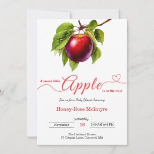 Invitación Una pequeña manzana está en camino   Baby Shower d