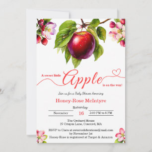 Invitación Una pequeña manzana está en camino Baby Shower d