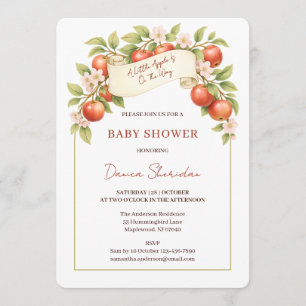 Invitación Una pequeña manzana está en camino Fiesta de Baby 