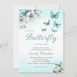 Invitación Una pequeña mariposa acuarela Floral Baby Shower