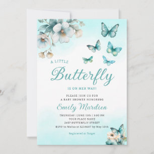 Invitación Una pequeña mariposa acuarela Floral Baby Shower