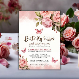 Invitación Una pequeña mariposa besa Baby Shower floral