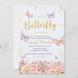 Invitación Una pequeña mariposa Boho chica florido