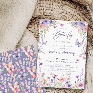 Invitación Una pequeña mariposa está de camino Fiesta de Bebé
