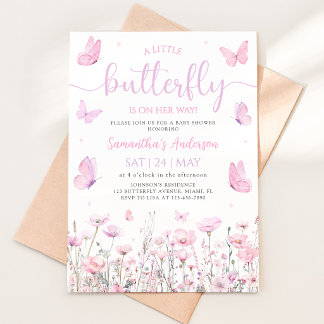 Invitación Una pequeña mariposa está en camino Baby Shower