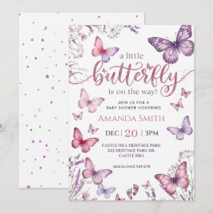 Invitación Una pequeña mariposa está en camino Chica Baby Sho