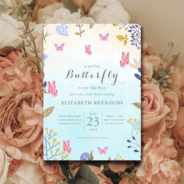 Invitación Una pequeña mariposa está en camino de la ducha de (Subido por el creador)