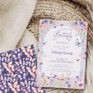 Invitación Una pequeña mariposa está en camino Fiesta de bebé