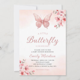 Invitación Una pequeña mariposa linda ducha de bebé chica ros