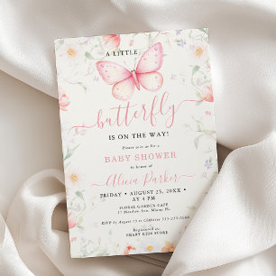 Invitación Una pequeña mariposa niña de flores silvestres bab