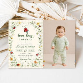 Invitación Una pequeña mariquita bicho del amor 1er Cumpleaño