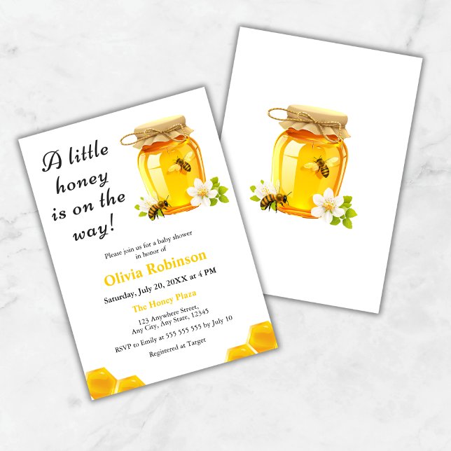 Invitación Una pequeña miel está en camino a Baby Shower (A Little Honey is on the Way Bee Baby Shower Invitation )