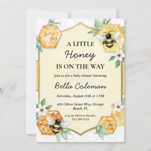 Invitación una pequeña miel está en camino a la ducha de bebé