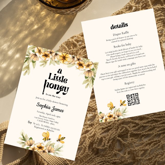 Invitación Una pequeña miel está en camino a la ducha de bebé (Subido por el creador)