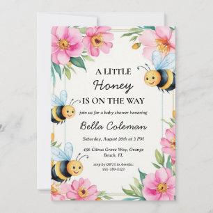 Invitación una pequeña miel está en camino a la ducha de bebé