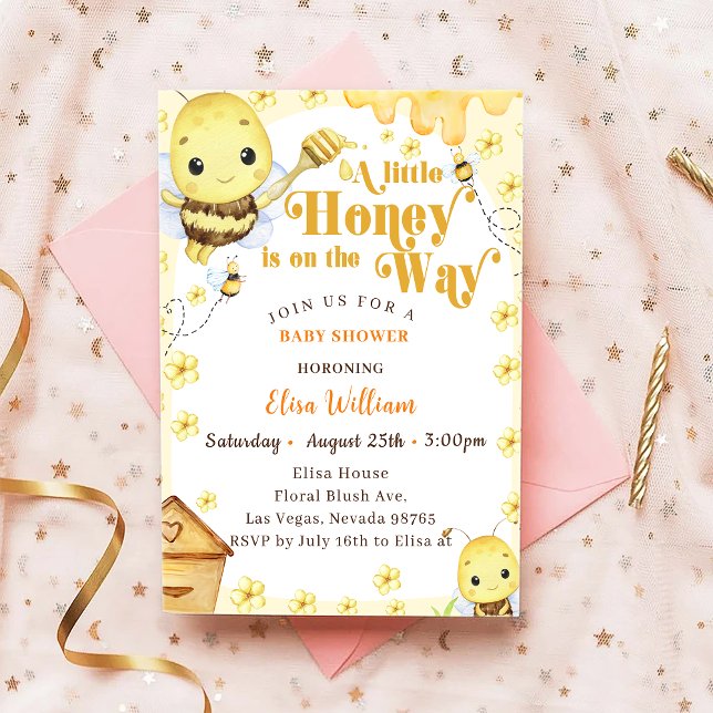 Invitación Una Pequeña Miel Está En Camino De Baby Shower (Subido por el creador)