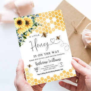 Invitación Una pequeña miel está en camino, tema abeja, baby 
