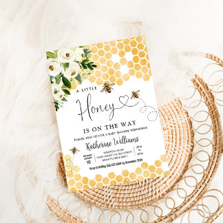 Invitación Una pequeña miel está en camino Tema de abeja Baby