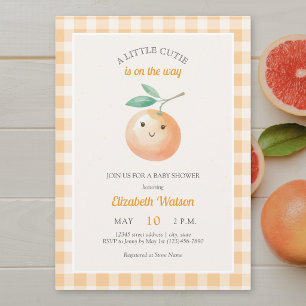 Invitación Una pequeña naranja adorable de cuadros bebé showe