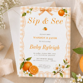 Invitación Una pequeña naranja flor de azahar a cuadros para 